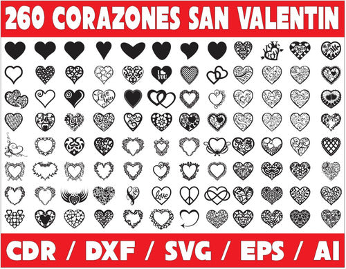 260 Laser Cut Vectors - Valentine's Day 260 Hearts 0