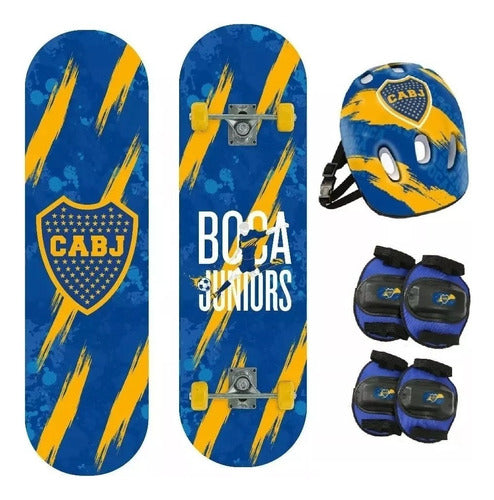 Skate Patineta 60x15 Set Proteccion Casco Boca River Oferta 2