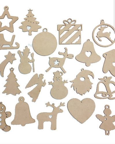 Christmas Ornaments Appliques MDF Fiberboard Words Pack of 15 1