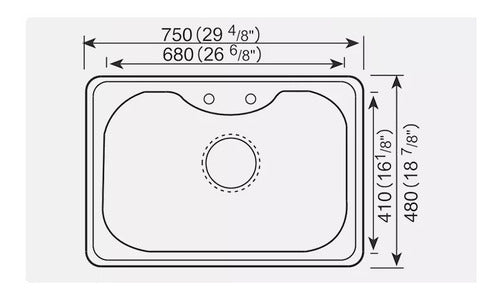 Hardest Bacha Cocina Pileta Simple Acero Inox 304 Escurridor 75cm 5