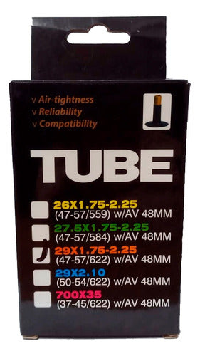 Jiluer Bicycle Inner Tube 29 X 1.75/2.25 V/ Auto 48mm (13589j) 0