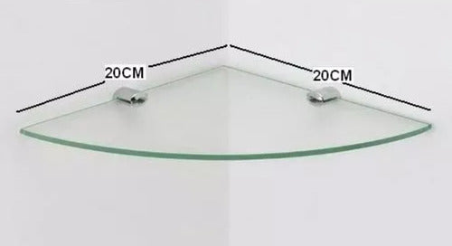 Set of 3 Glass 6mm Corner Shelves + 20x20 cm Brackets by Aluxse 2