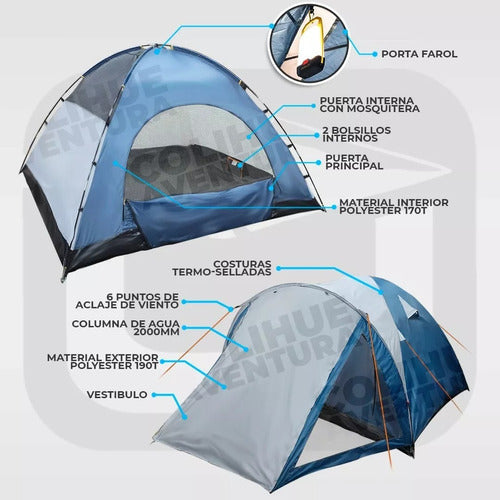 Cammpy Carpa - 4 Personas / Camping / Impermeable / Reforzada 4