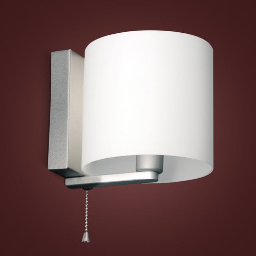 LED Bedside Wall Lamp with Glass Opal Satin Cylinder Shade - Dabor 1