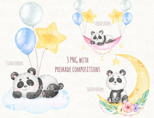 Kit Panda Sleeping Watercolor PNG Clipart Images Ek15 3