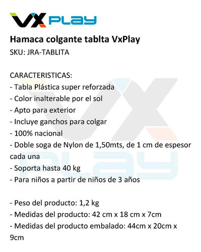 VX Play Combo Tobogan 3 Escalones Plegable + Hamaca Tablita 2