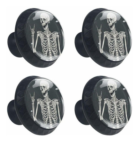 4 Pcs 35mm Rock And Roll Skull Skeleton Cabinet Knobs 1