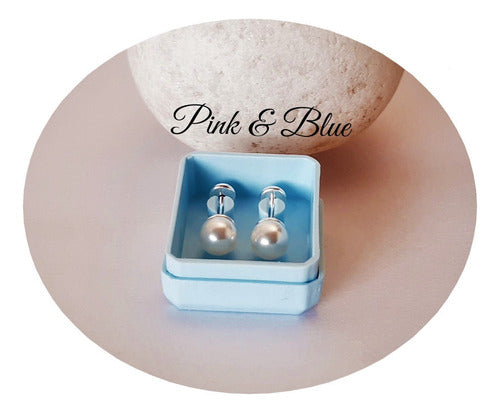 Pink & Blue Plata 925 - Abridores Con Perla - Varias Medidas 7