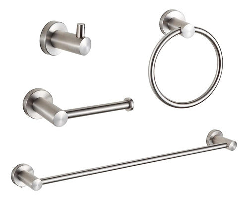 Orlif 4-Piece Bathroom Hardware Set Brushed Nickel SUS304 Stainless Steel 0