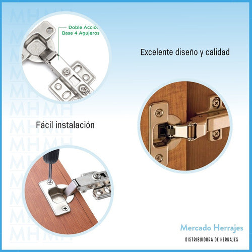 Mercado Herrajes Bisagra 35mm Base 4 Aguj. Light Codo 0 Para Puerta Mueble 1