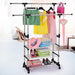 Robust Double Rail Adjustable Clothes Rack - Heavy Duty Portable Clothing Hanger on Wheels 0