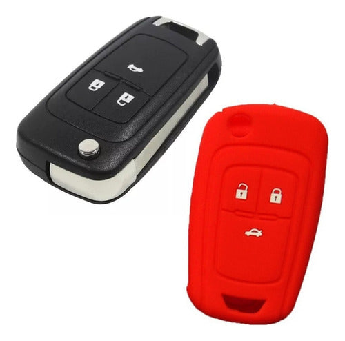 Cubre Volante + Funda Llave Silicona Chevrolet Onix - Rojo 4