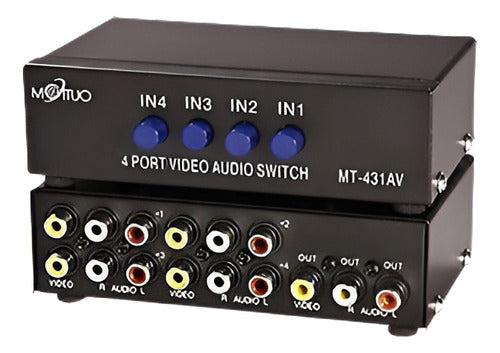 Interruptor De 4 Vías Av Rca Switcher 4 In 1 Out Compuesto V 0