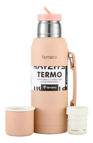 Terrano Premium 1L Thermos Set with Wooden Base Mate 3