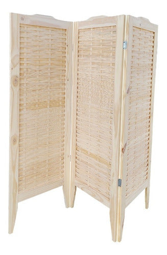 Folding Screen X3 Panels 180x176cm Braided Wood 0