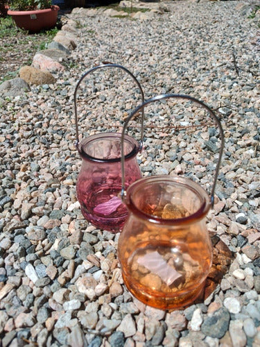 Glass Lantern - Orange-Violet 18x8cm 2