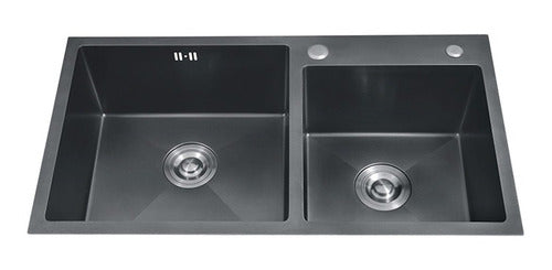 DMC Double Square Kitchen Sink Black Dream Stainless Steel Deep 4