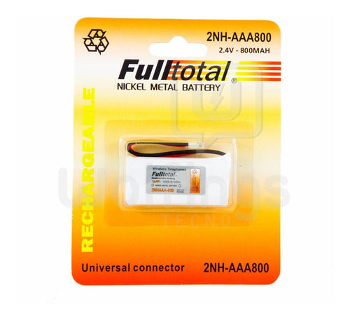 Fulltotal 2NH AAA Rechargeable Battery 800mAh 2.4V for Cordless Phones 0