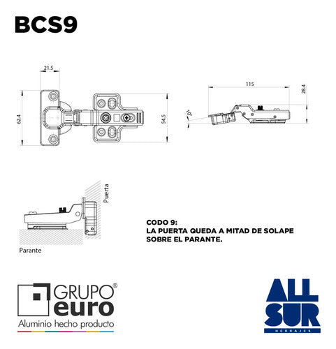 Grupo Euro Bisagra Cierre Suave C9 Mueble Cocina 35mm - 4 Unidades 2