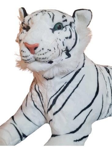 Giant 1.10m White and Brown Plush Tiger 0