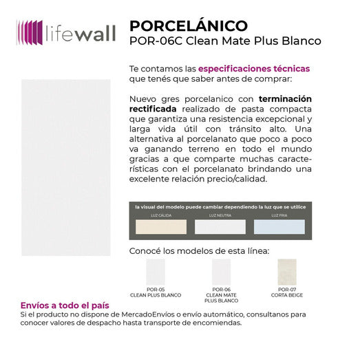 Lifewall Porcelanic Similar Cement 37x74cm Rectified Matte 1st Box 7