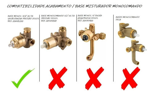 Acabamento Docol Para Base Monocomando Chuveiro Chess Gali 5