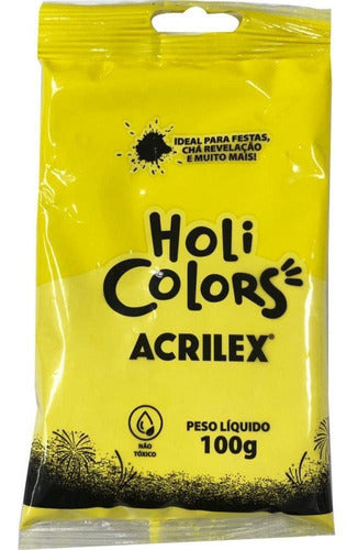 Artigo Para Festa Holi Colors 100g Amarelo Ouro 0