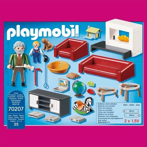 Playmobil Sala De Star Abuelo Niño Y Perro Dollhouse 1