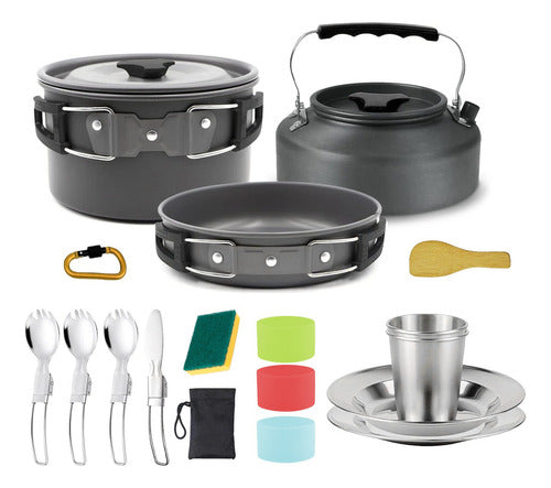 Mega Sale Camping Pot Set for 2 People Teflon-Coated with Cover 0