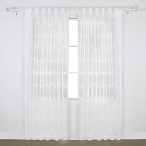 Deconovo Decorative Window Curtains Chevron Linen Look Back Tab 0