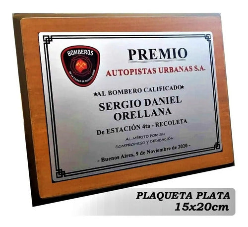 Placas Conmemorativas Grabado Laser 24x20 Cm Premio Plaqueta 1