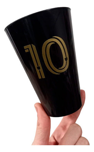 10 Vasos Plasticos Inter Souvenirs 420cc Negros Cumpleaños 1