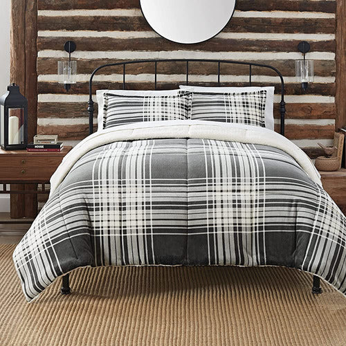 Serta Cozy Plush Plaid Reversible Bed Comforter Set H 0