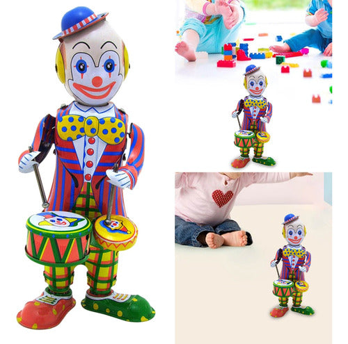 Clown Drumming Wind Up Toy Circus Creative Clockwork Toy Col 1