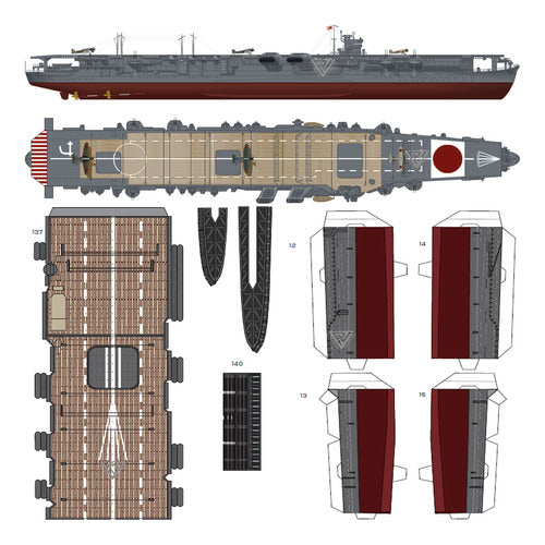 MODELO PARA DESCARGAR E IMPRIMIR Portaaviones Ijn Akagi 1:350 Papercraft Facil /envio X Email 0