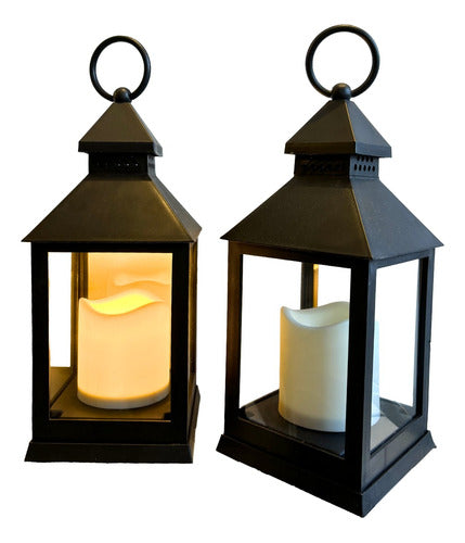 Rosa Nube Negra Fanal Led - Warm Light Lantern - Decorative Battery Candle 0