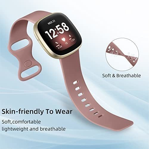 Odbeai Soft Silicone Replacement Band for Fitbit Versa 3-4 & Sense2 - Smoke Violet - Large 1