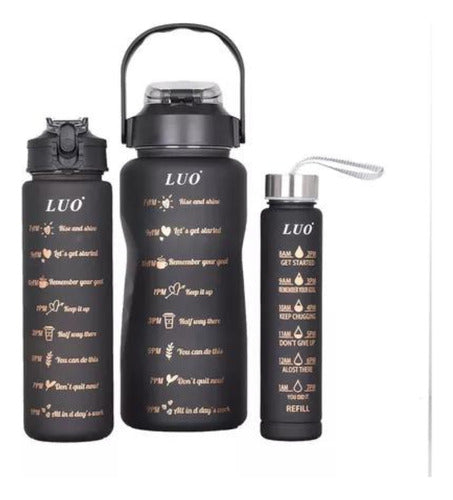 Alma Libre Home Set X3 Motivational Sports Water Bottles with Measurement Schedules 0