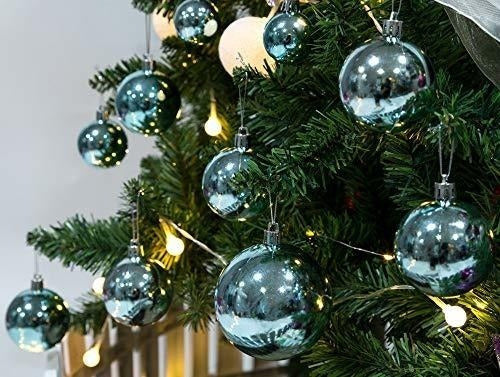 AMS 40ct Christmas Ball Plated Ornaments Tree Collection - Light Blue 5