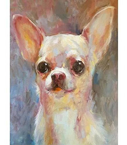 Zimal Full Drill Round Diamond Embroidery White Chihuahua Dog DIY Diamond Painting 0