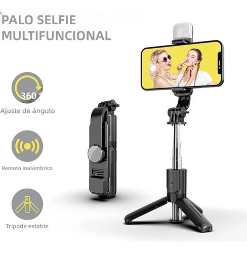 Palo Selfie Celular Mixio Bluetooth Aluminio Tripode Con Luz 2