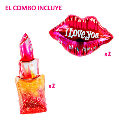 Universia3 Cotillon 4 Art Globo Lapiz Labial Besos Boca Kiss Rosa Fucsia Barbie 1