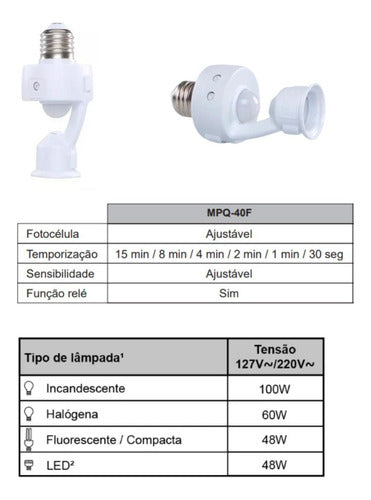 Kit 4 Sensor De Presença C/ Fotocélula Mpq-40f Margirius 2