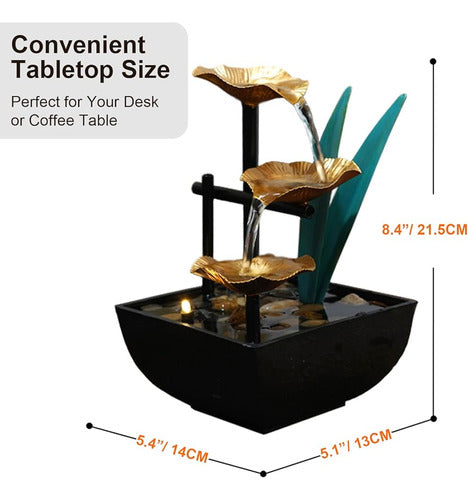 Surprizon Indoor Desktop Water Fountain, Lotus Leaf 3-Tiered 4