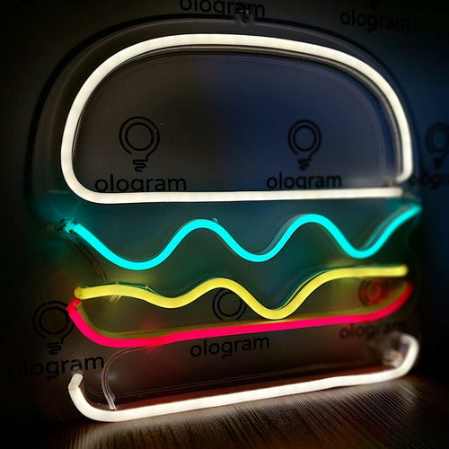 Ologram Neon LED Sign (20cm) - Hamburger 0