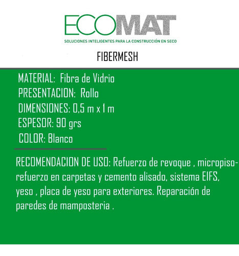 Ecomat Malla Fibra De Vidrio Fibermesh 90gr Refuerzo Revoque 7