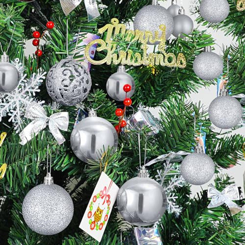 102-Piece Silver Christmas Ornaments Set 4
