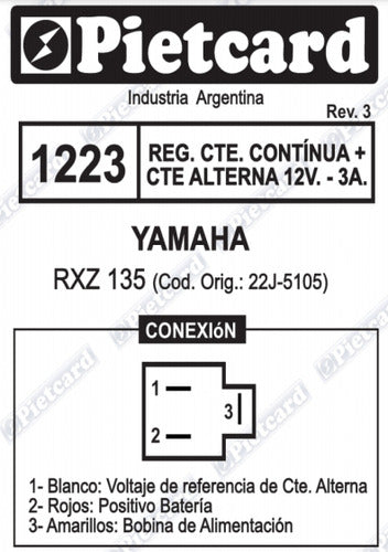 Regulator 12V Yamaha RXZ 135 Pietcard 1223 4