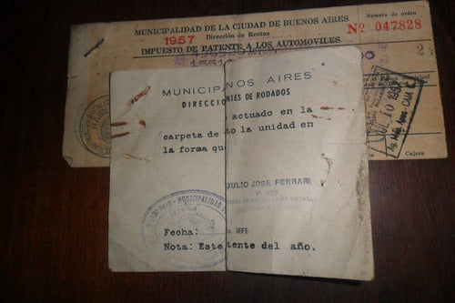 Papeleria Impuesto Patente 1957 Automoviles 0