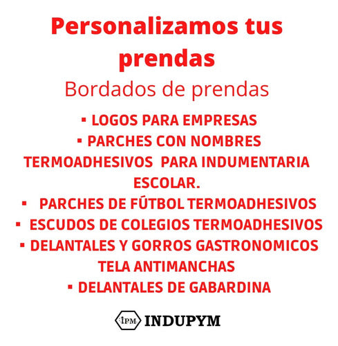 INDUPYM Delantal Cocina Logo Personalizado Bordado Tela Antimanchas 4